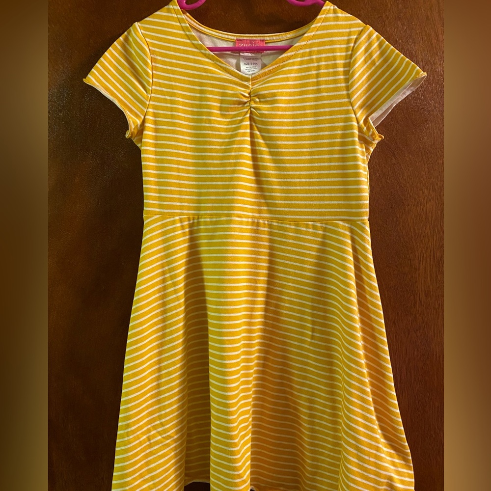 Girls yellow striped swing dress Sz 6x